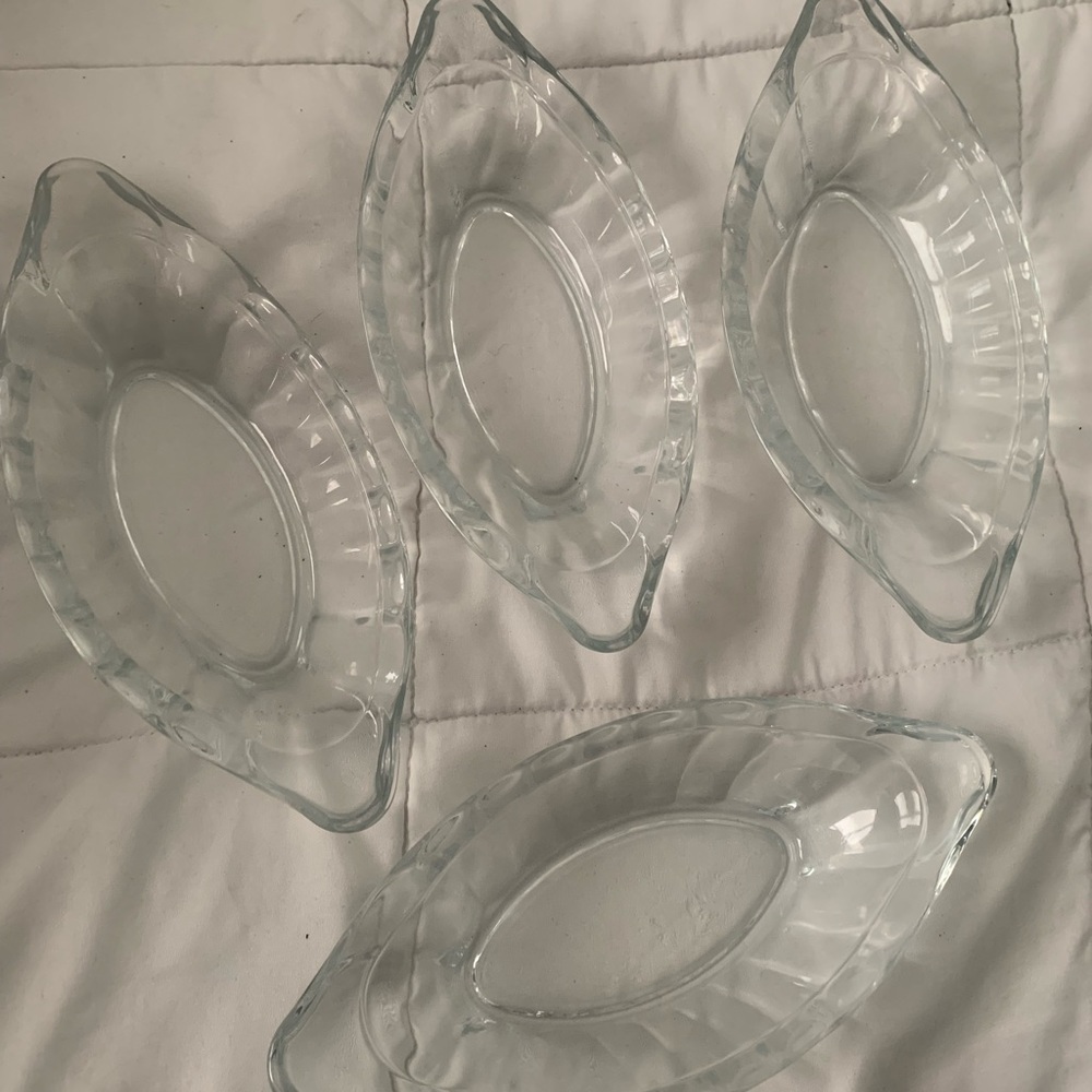 Set of 4 Side Dish Serving Trays Glass